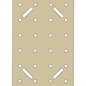 TF-Panel 60/40 V3 — blat modułowy MDF z siatką otworów i czterema szczelinami mocującymi