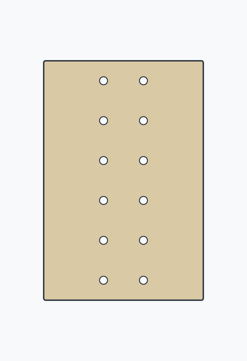 Wizualizacja techniczna TF-Panel 60/40 V8 — blat modułowy MDF z pełnymi pasami przy obu dłuższych krawędziach